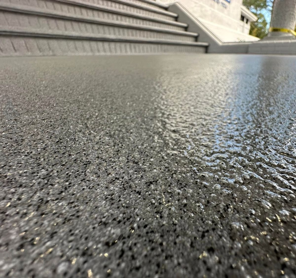 Quartz broadcast texture close-up on a coated landing