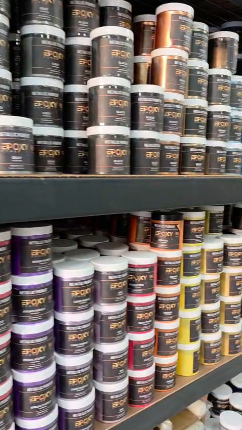Wall of our own metallic pigments — we manufacture the coatings we install